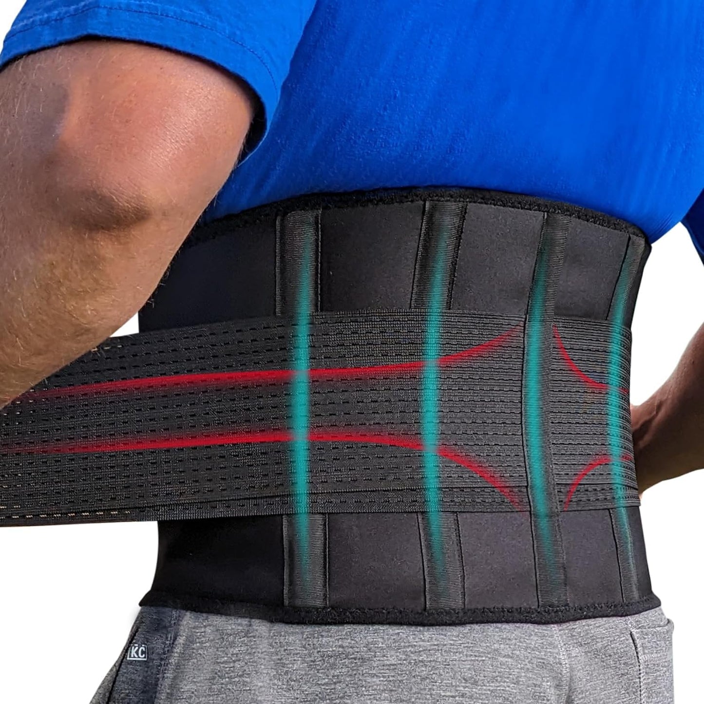 Lower Back Brace | Flexible Lumbar Support | BLACK